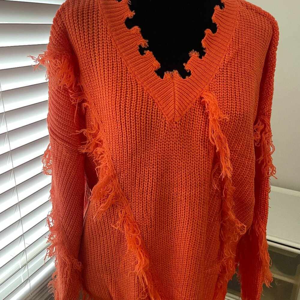 Fringe orange sweater